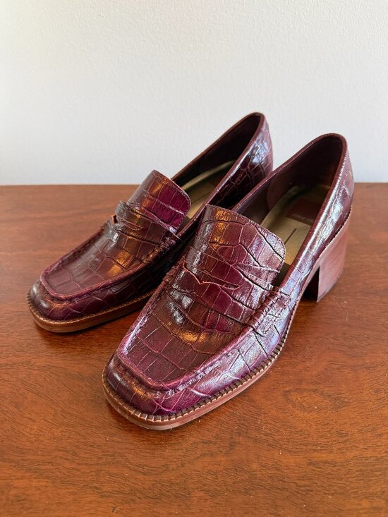 Dolce Vita Shoes - Dolce Vita Talie Heeled Loafers Women's Size 8.5 Burgundy Platform Chunky Heel
